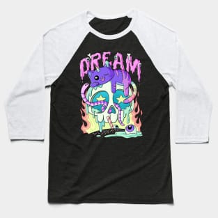 Dream Cute Kawaii Caticorn Skull Pastel Goth Aesthetic Baseball T-Shirt